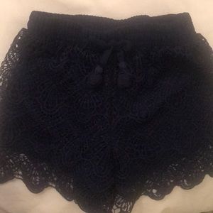 Girls Navy Lace Shorts